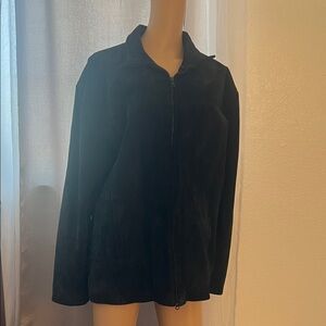 Black Leather Zip-Up Jacket